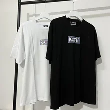 KITH FW Oversize 2023 Tees Cotton Short Sleeve T-shirt Best Quality Outdoor O-Neck Tile Box Print Moroccan White Black Apricot