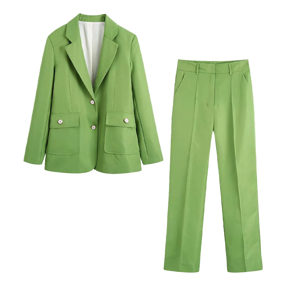 Women's 2022 Fashion New Patch Pocket Straight Casual Suit Jacket Retro Female Chic Blazer + Ridge Line Straight Pants Set Mujer
Women's 2022 Fashion New Patch Pocket Straight Casual Suit Jacket Retro Female Chic Blazer + Ridge Line Straight Pants Set Mujer
