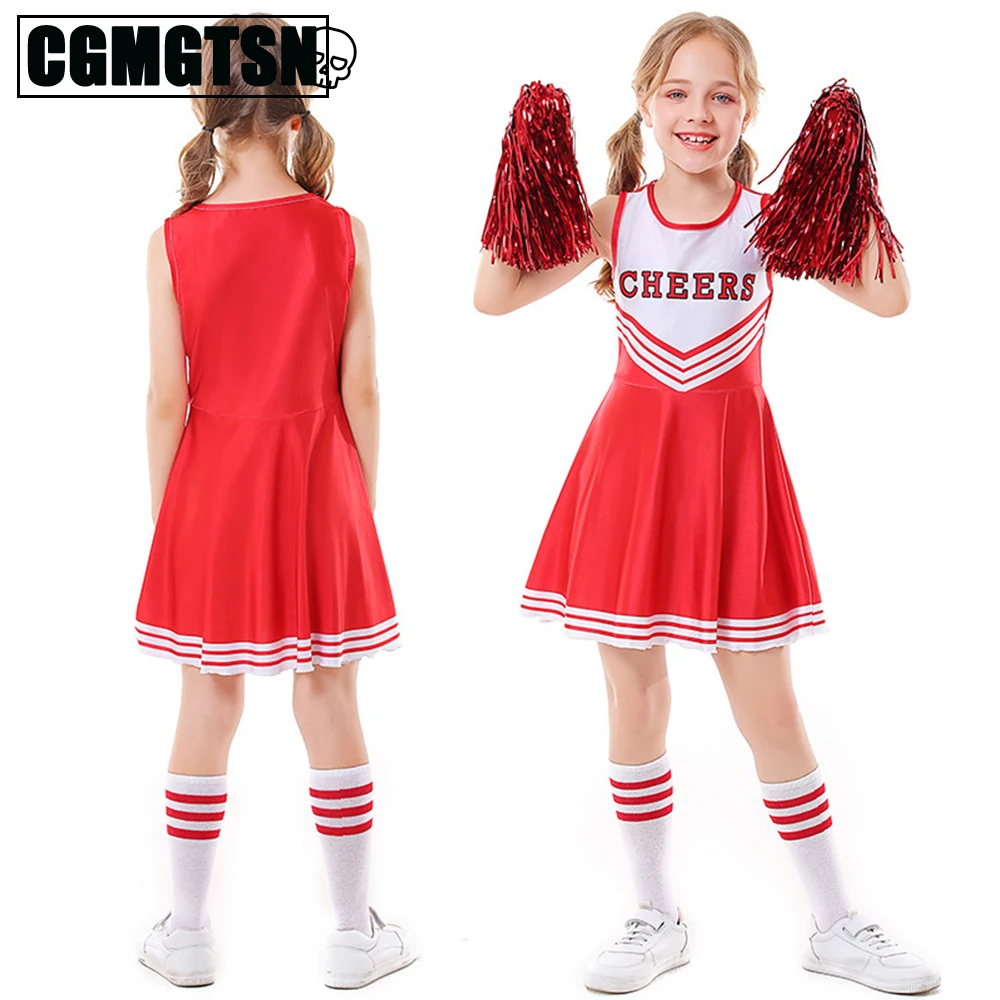 CGMGTSN Girls Cheerleading Uniform Sleeveless Dance Costume Kids Cheerleader Outfit Letter Print Dress Flower and Socks
CGMGTSN Girls Cheerleading Uniform Sleeveless Dance Costume Kids Cheerleader Outfit Letter Print Dress Flower and Socks