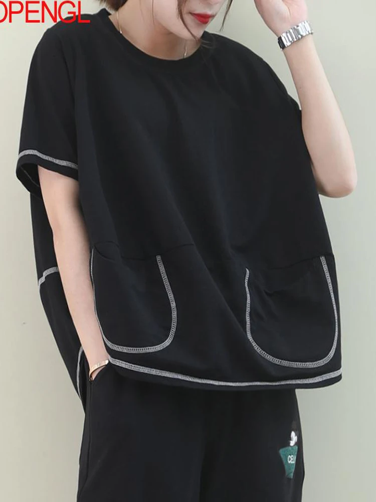 Woman's Oversized Clothing Casual Loose Tshirts With Pockets Solid Color Short Sleeve Basic Tee Shirt Lady Summer Simple Top
Woman's Oversized Clothing Casual Loose Tshirts With Pockets Solid Color Short Sleeve Basic Tee Shirt Lady Summer Simple Top