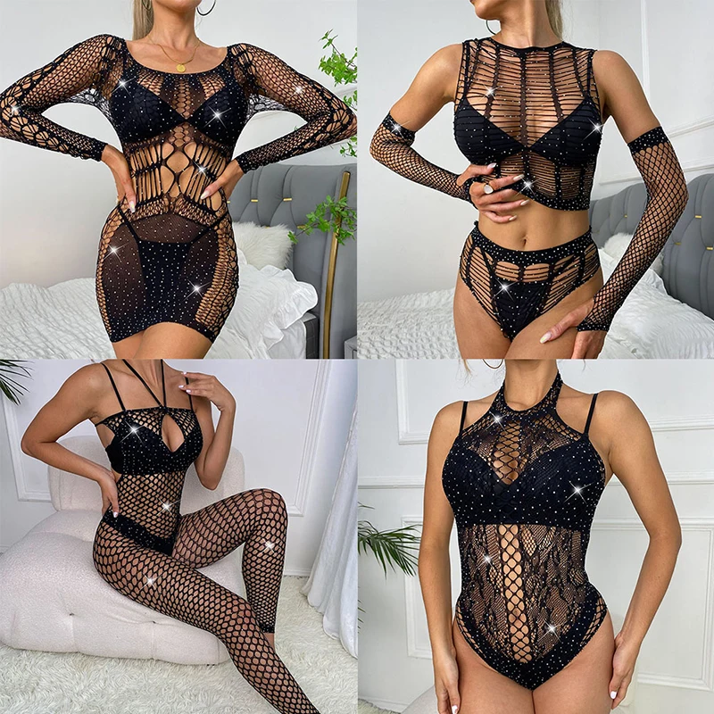 Sexy Body Underwear Fishnet Bodysuit Long Sleeve Rhinestone Dress Bodystocking Lingerie Hip Wrap Skirt
Sexy Body Underwear Fishnet Bodysuit Long Sleeve Rhinestone Dress Bodystocking Lingerie Hip Wrap Skirt