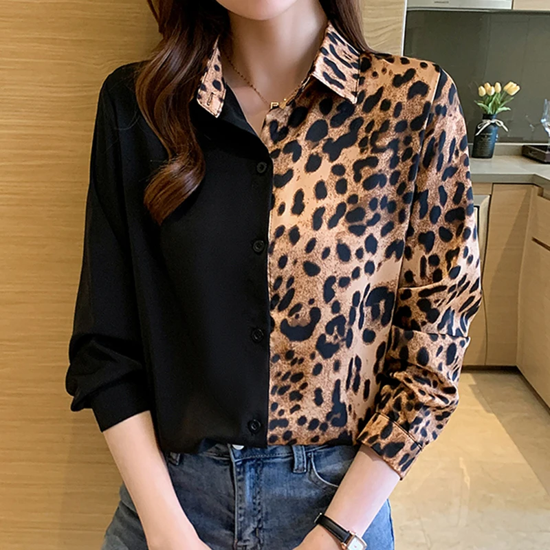 Vintage Leopard Contrast Shirt Woman Fashion Lapel Long Sleeve Cardigan Ladies Temperament Simple Single-Breasted Women's Top
Vintage Leopard Contrast Shirt Woman Fashion Lapel Long Sleeve Cardigan Ladies Temperament Simple Single-Breasted Women's Top