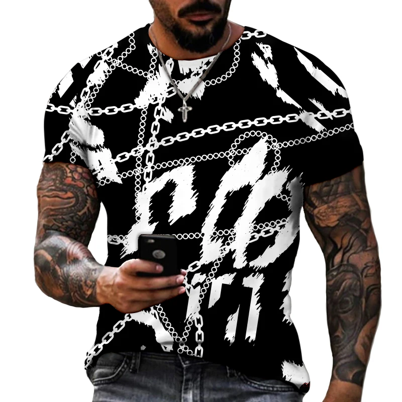 New Summer 3D Printe Design Men's T-shirt Chain Black and White Color Painting Style Short Sleeve High-quality Oversized T-shirt
New Summer 3D Printe Design Men's T-shirt Chain Black and White Color Painting Style Short Sleeve High-quality Oversized T-shirt