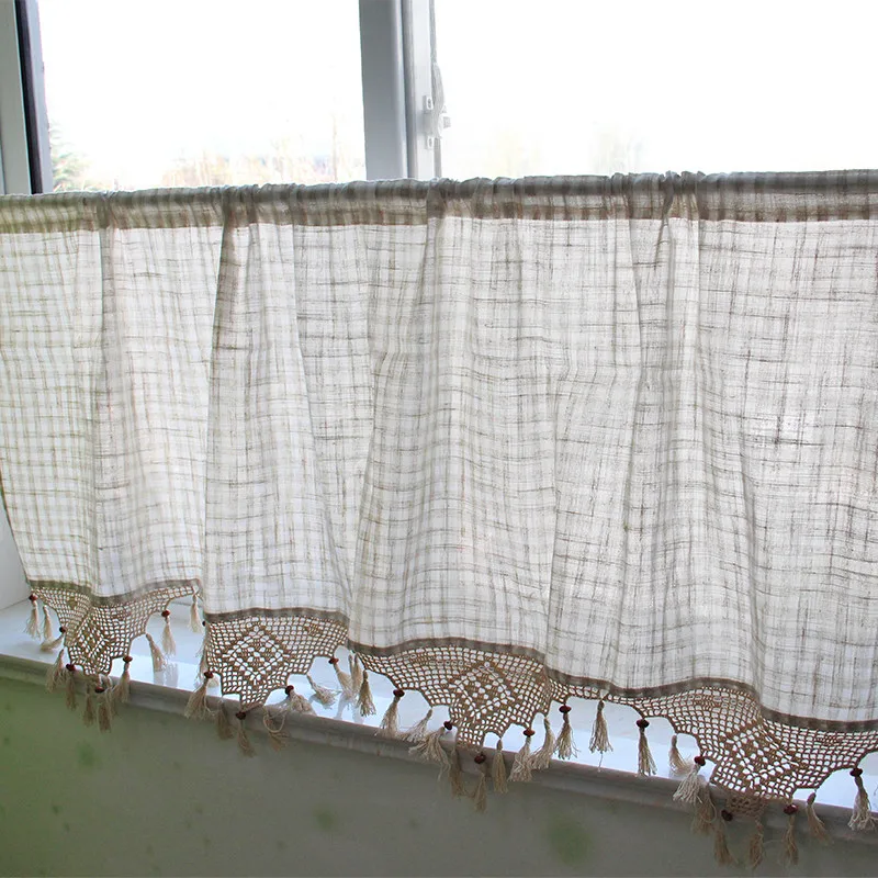 Retro Plaid Short Curtain Hand Crochet Geometric Hollow Lace Tassel Half Curtains For Kitchen Cabinet Door Partition Dust-proof
Retro Plaid Short Curtain Hand Crochet Geometric Hollow Lace Tassel Half Curtains For Kitchen Cabinet Door Partition Dust-proof