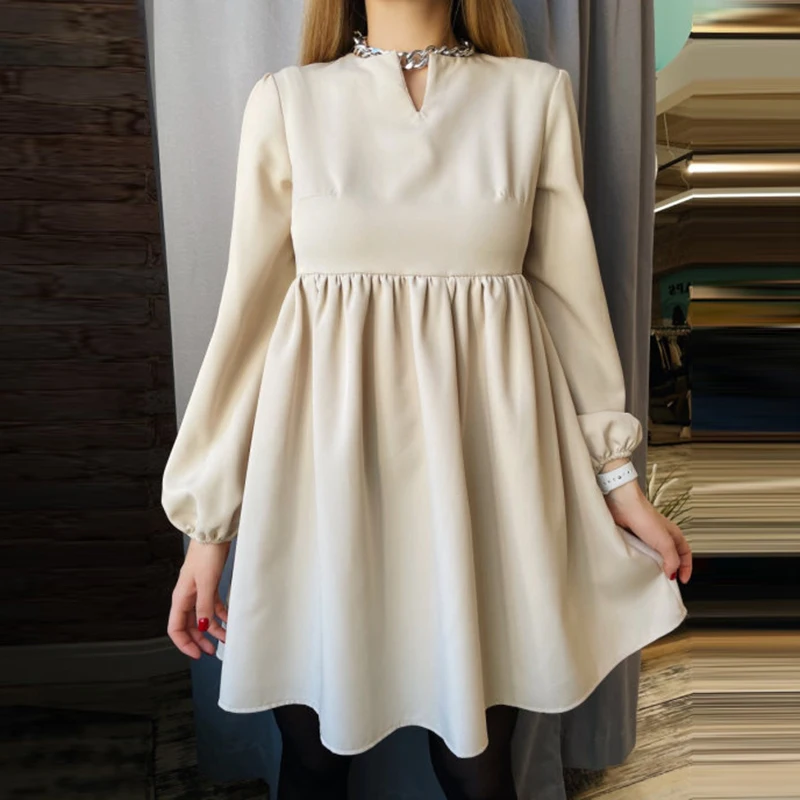 O-Neck Folds Lantern Sleeve Casual Dresses Autumn Solid Color A-Line Loose Comfort High Waist Dress For Women 2022 New
O-Neck Folds Lantern Sleeve Casual Dresses Autumn Solid Color A-Line Loose Comfort High Waist Dress For Women 2022 New