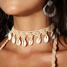 Women Shells Choker Necklaces Natural Sea Cowrie Shell Rope Chain Choker Necklace Summer Jewelry Girl Friendship Gifts Handmade