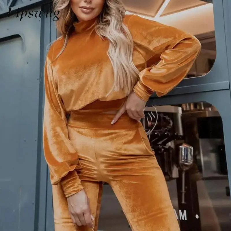 Winter Casual Velvet Tracksuit Women O Neck Long Sleeve Pullover Tops And Elegant Flare Pants Outfits Autumn Fashion 2 Piece Set
Winter Casual Velvet Tracksuit Women O Neck Long Sleeve Pullover Tops And Elegant Flare Pants Outfits Autumn Fashion 2 Piece Set