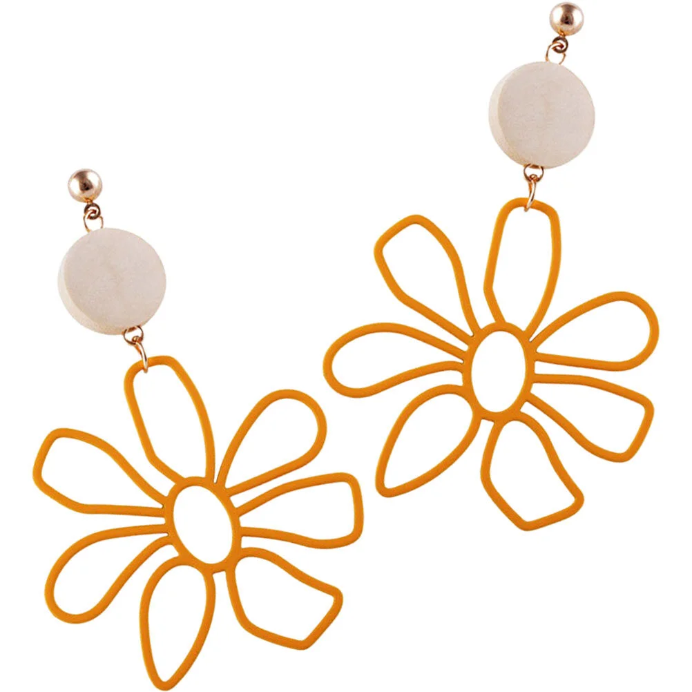 

Flower Earrings Drop Dangle Women Statement Pendant Dangling Jewelry Wooden Summer Miss