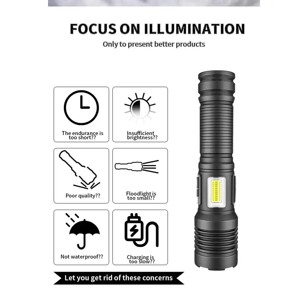 Xhp70 Led Mini Flashlight 3 Levels Type-c Rechargeable Strong Light Aluminum Alloy Torch Hand Lantern
Xhp70 Led Mini Flashlight 3 Levels Type-c Rechargeable Strong Light Aluminum Alloy Torch Hand Lantern