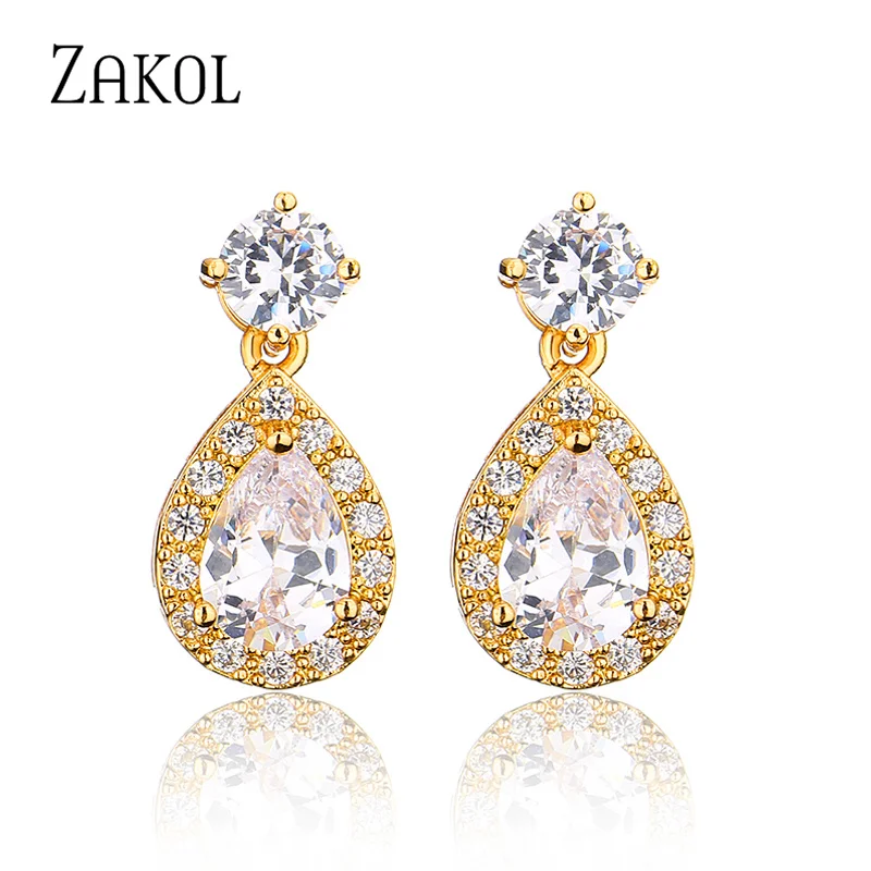 ZAKOL Classic Water Drop Cubic Zircon Bridal Dangle Earrings for Women Girl Trendy CZ Crystal Wedding Engagement Jewelry FSEP387
ZAKOL Classic Water Drop Cubic Zircon Bridal Dangle Earrings for Women Girl Trendy CZ Crystal Wedding Engagement Jewelry FSEP387