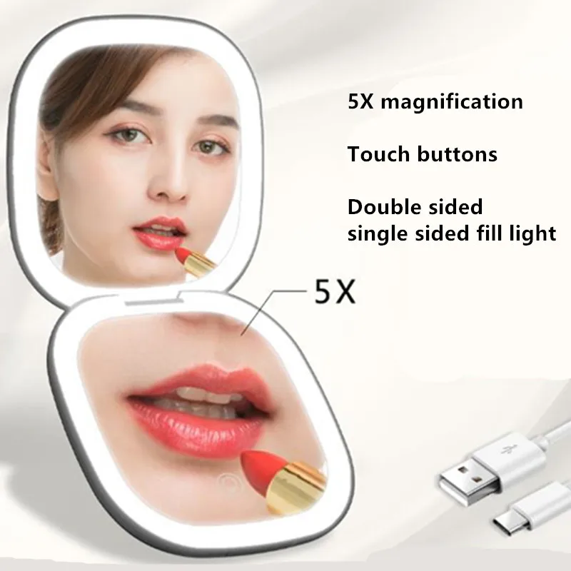Portable White Mini Compact Led Makeup Mirror With Light 5X Magnifying Small Pocket Travel Foldable Cosmetic Vanity Mirrors 2#
Portable White Mini Compact Led Makeup Mirror With Light 5X Magnifying Small Pocket Travel Foldable Cosmetic Vanity Mirrors 2#
