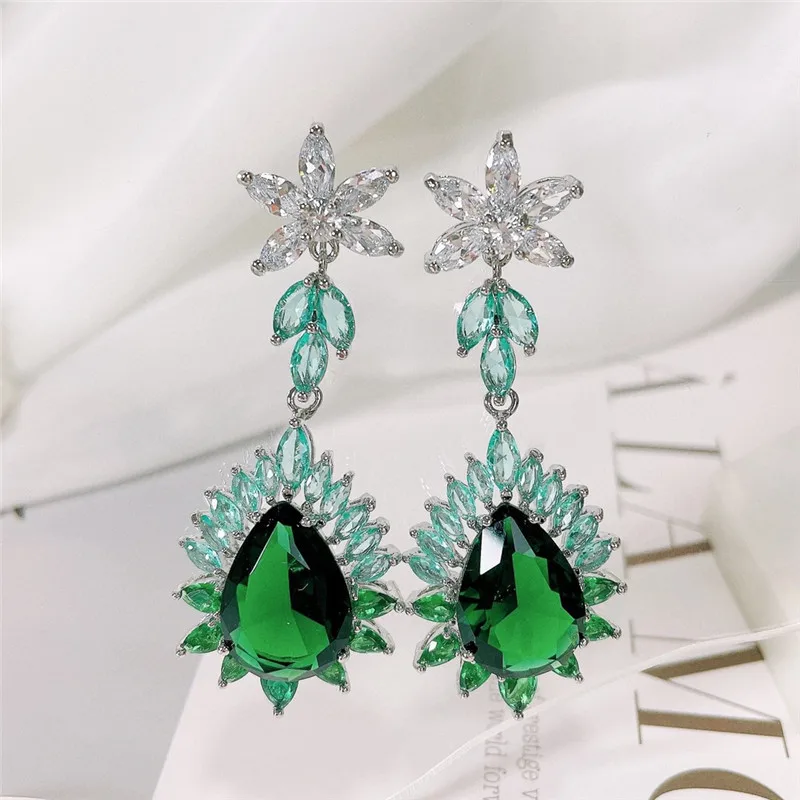 New Fashion Green Water Drop Dangle Earrings For Women Brand Design Statement Wedding Party Jewelry Cubic Zirconia Eardrop
New Fashion Green Water Drop Dangle Earrings For Women Brand Design Statement Wedding Party Jewelry Cubic Zirconia Eardrop