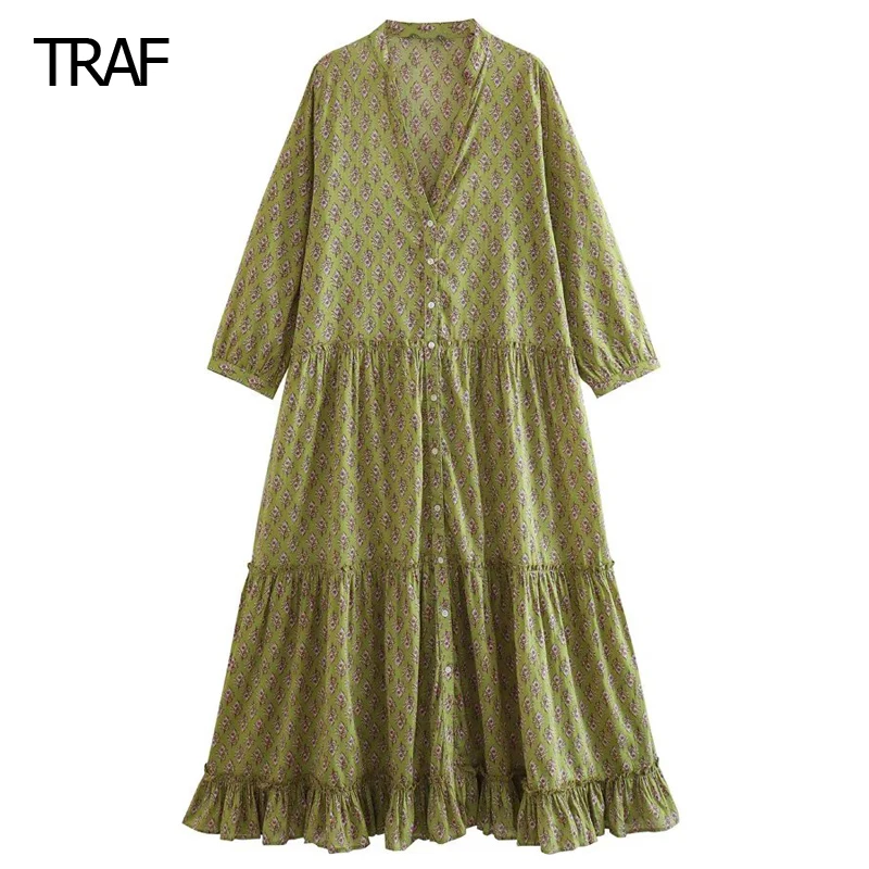 TRAF Woman Printing Loose Long Sleeves Long Dress 2023 Summer Green Beach Dress Boho Sexy Fashion Korean Ladies Vintage Dress
TRAF Woman Printing Loose Long Sleeves Long Dress 2023 Summer Green Beach Dress Boho Sexy Fashion Korean Ladies Vintage Dress