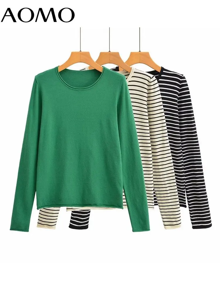 AOMO Women 2022 New Striped Basic Knit Sweater Vintage O Neck Long Sleeve Female Pullovers AI33A
AOMO Women 2022 New Striped Basic Knit Sweater Vintage O Neck Long Sleeve Female Pullovers AI33A