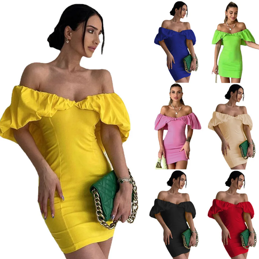 Spring Summer Leisure Vacation Style Bodycon Mini Dress Women's Waist-Tight Slimming Pleated Off-Shoulder Sheath Dress
Spring Summer Leisure Vacation Style Bodycon Mini Dress Women's Waist-Tight Slimming Pleated Off-Shoulder Sheath Dress