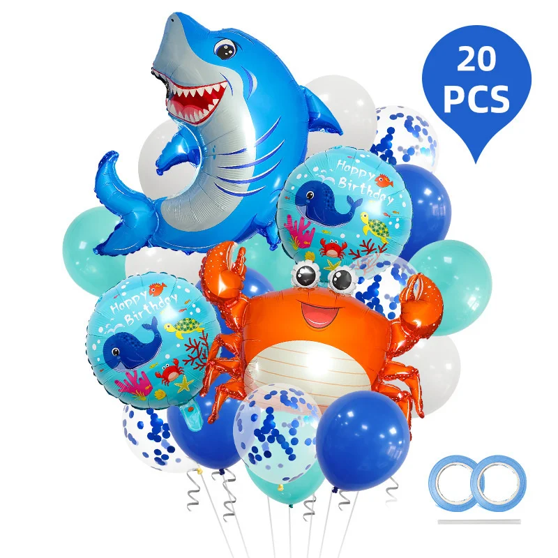 20pcs Party Decoration Balloons Set Sea Animals Crab Shark Blue Sequin Latex Balloon Bunch Birthday Decorations
20pcs Party Decoration Balloons Set Sea Animals Crab Shark Blue Sequin Latex Balloon Bunch Birthday Decorations