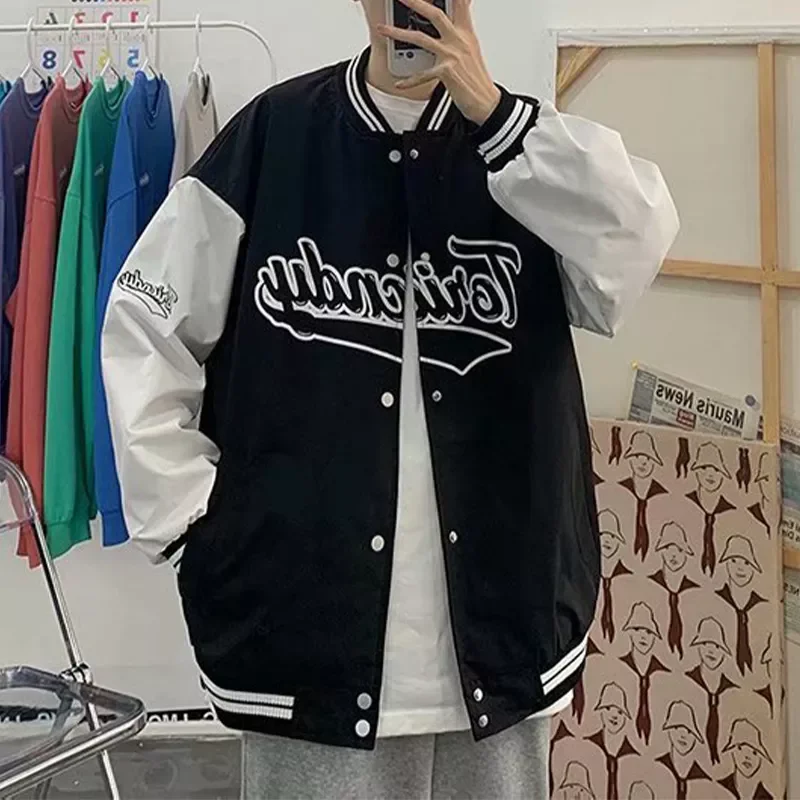 2022NEW Letter Print Button Embroidery Jackets Lady Pocket Long Sleeve Skinny Bomber Jacket Female Baseball Coats 2021 Autumn 
2022NEW Letter Print Button Embroidery Jackets Lady Pocket Long Sleeve Skinny Bomber Jacket Female Baseball Coats 2021 Autumn