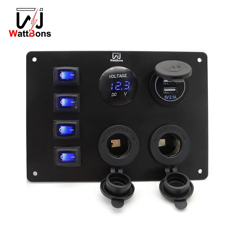 12V Modified Car RV Yacht Waterproof Boat Panel Small Switch Blue Voltmeter Dual USB Charger
12V Modified Car RV Yacht Waterproof Boat Panel Small Switch Blue Voltmeter Dual USB Charger