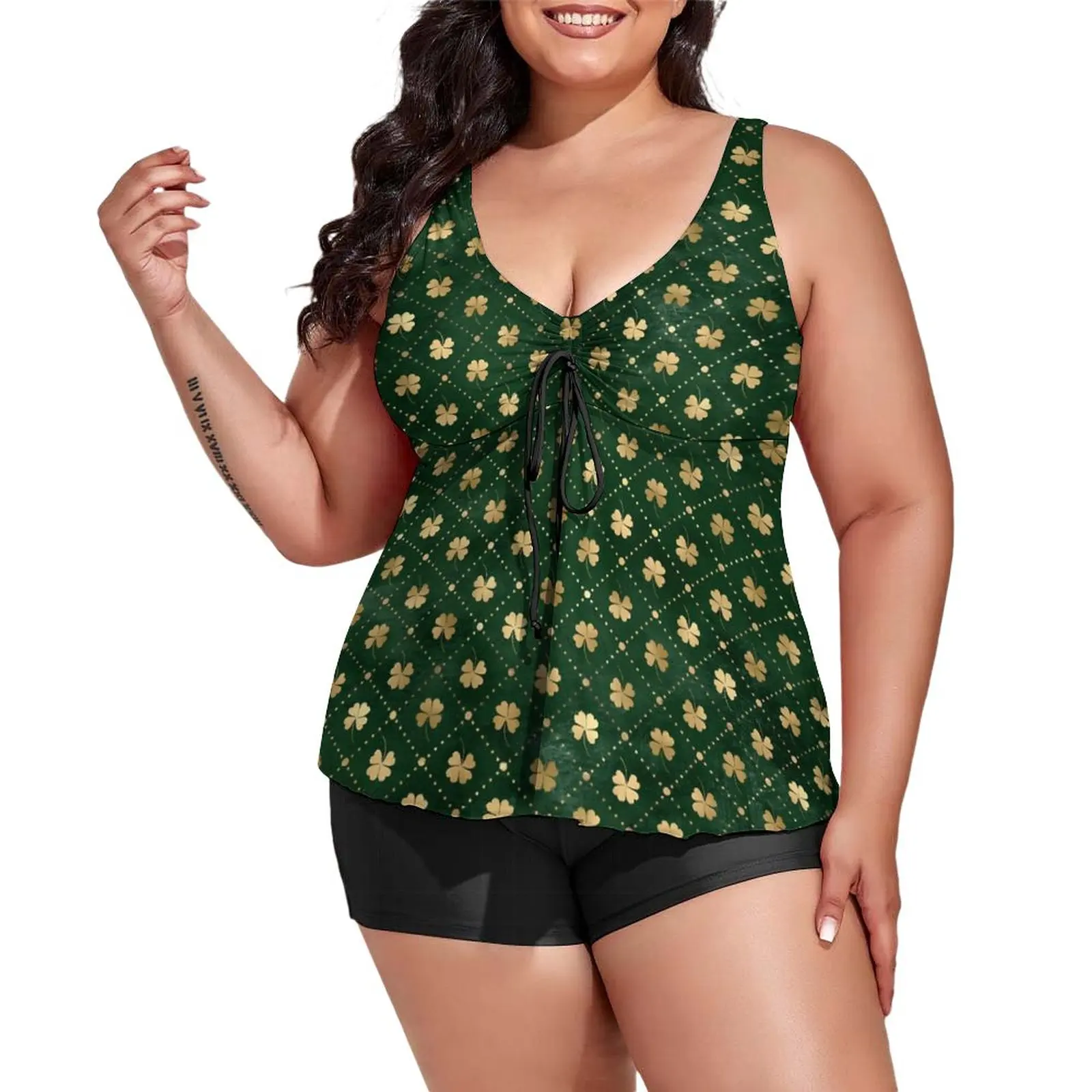 Gold Shamrock Print Tankini Swimsuit St Patricks Day Bath Swimwear Funny Swimsuits Adjustable Design Beach Outfits
Gold Shamrock Print Tankini Swimsuit St Patricks Day Bath Swimwear Funny Swimsuits Adjustable Design Beach Outfits