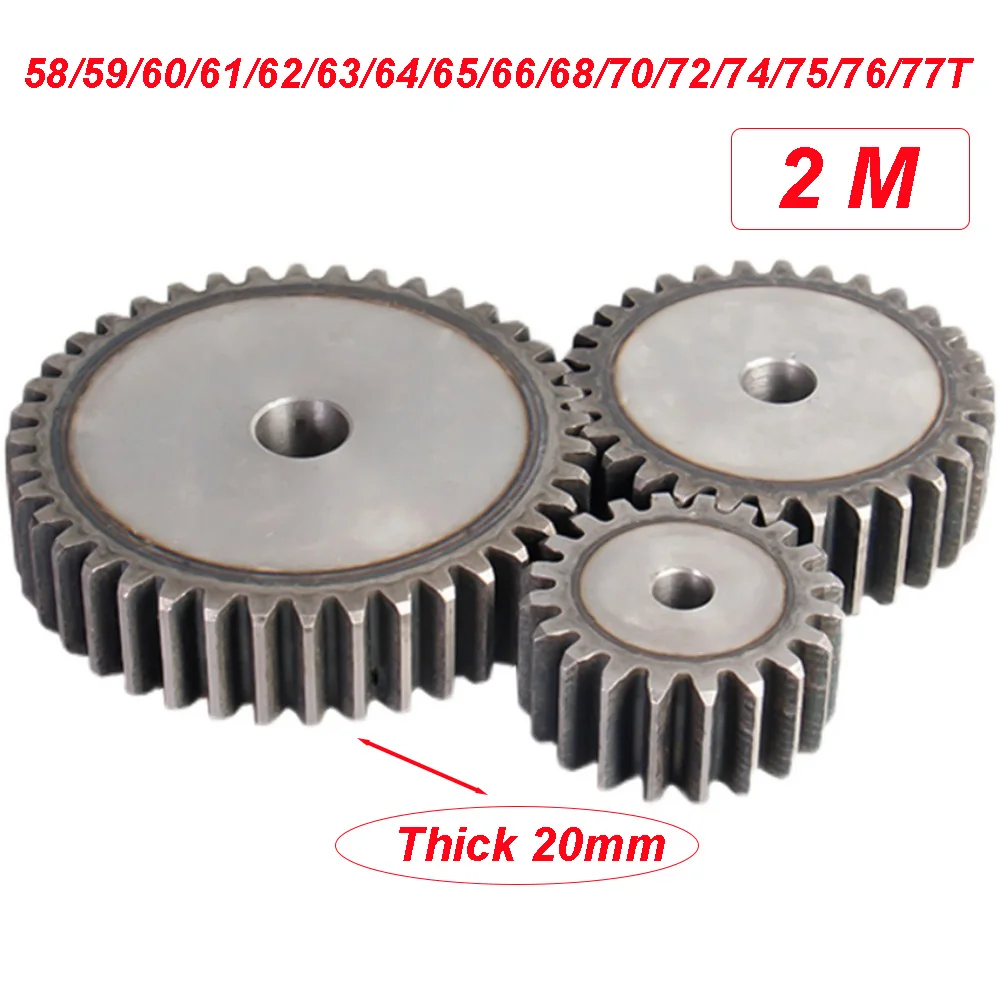 

2 M Cylindrical Gear Flat Gear 58/59/60/61/62/63/64/65/66/68/70/72/74/75/76/77T Teeth Mod Motor Spur Gears SC 45# Carbon Steel