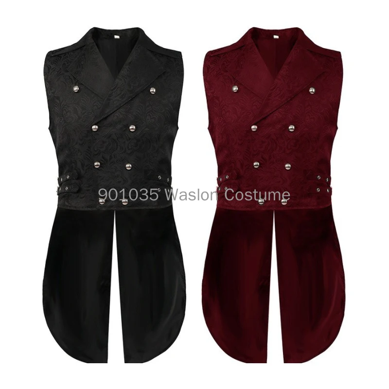 Steampunk Renaissance Jacquard Medieval Waistoat Cosplay Gothic Swallowtail Jacket Vest Victorian Tailcoat Party Costume 
Steampunk Renaissance Jacquard Medieval Waistoat Cosplay Gothic Swallowtail Jacket Vest Victorian Tailcoat Party Costume