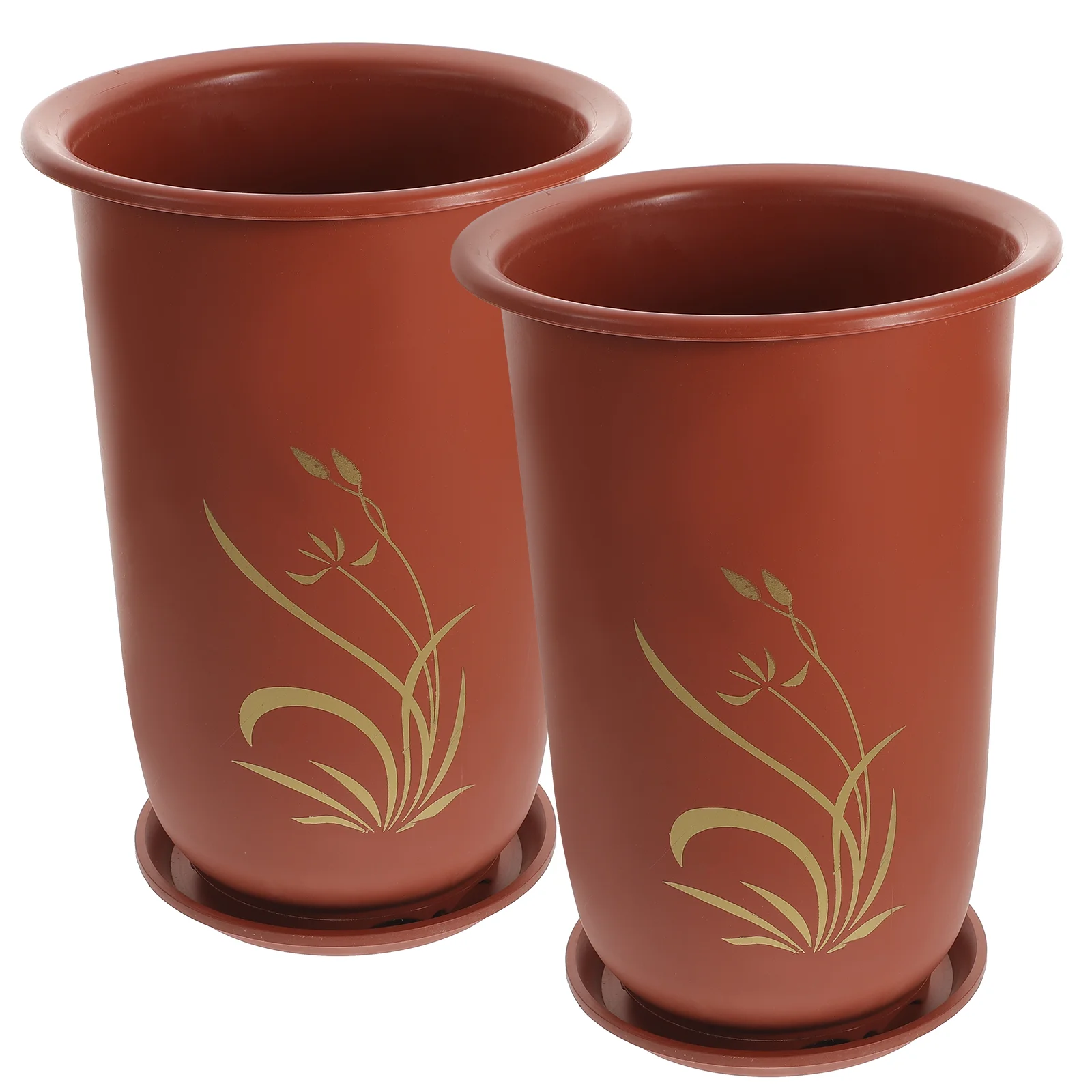 

2 Pcs Flowerpot Orchid Planting Pots Spring Outdoor Decor Resin Planter Saucer Planters Nursery Household