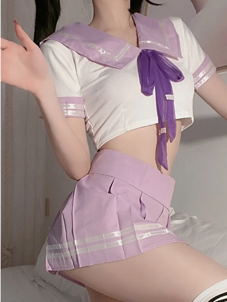 Summer Sweet Purple Hot Sexy JK Skirts Set Mini Pleated Skirt + Short Sleeve Bow T Shirt Tees Korean JK Set Tops M405
Summer Sweet Purple Hot Sexy JK Skirts Set Mini Pleated Skirt + Short Sleeve Bow T Shirt Tees Korean JK Set Tops M405