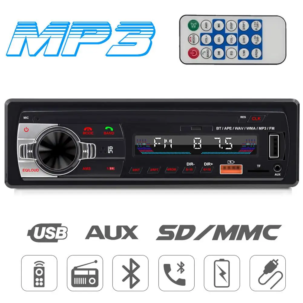 Car Audio Radio 1 Din MP3 Car Stereo Bluetooth FM Radio AUX In USB Colorful Buttons APP Remote Control 1Din Multimedia Player
Car Audio Radio 1 Din MP3 Car Stereo Bluetooth FM Radio AUX In USB Colorful Buttons APP Remote Control 1Din Multimedia Player