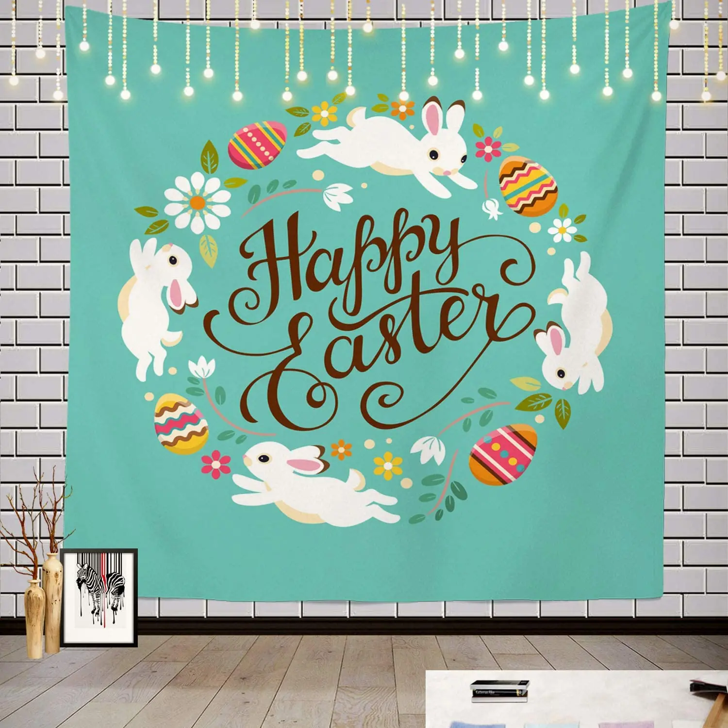 Happy Colorful Flowers Tapestry Happy Easter Greeting Card with Colorful Wreath Picnic Mat Hippie Trippy Tapestry Turquoise
Happy Colorful Flowers Tapestry Happy Easter Greeting Card with Colorful Wreath Picnic Mat Hippie Trippy Tapestry Turquoise