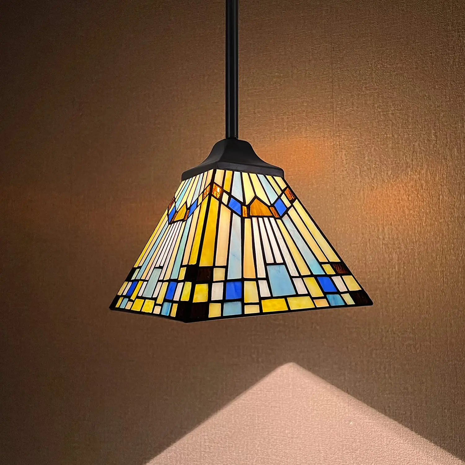 

Подвесная лампа Тиффани из искусственного стекла, стильная Подвесная лампа 8 дюймов в широком зеленом и синем цвете для кухонного островка, столовой, бара, коридора