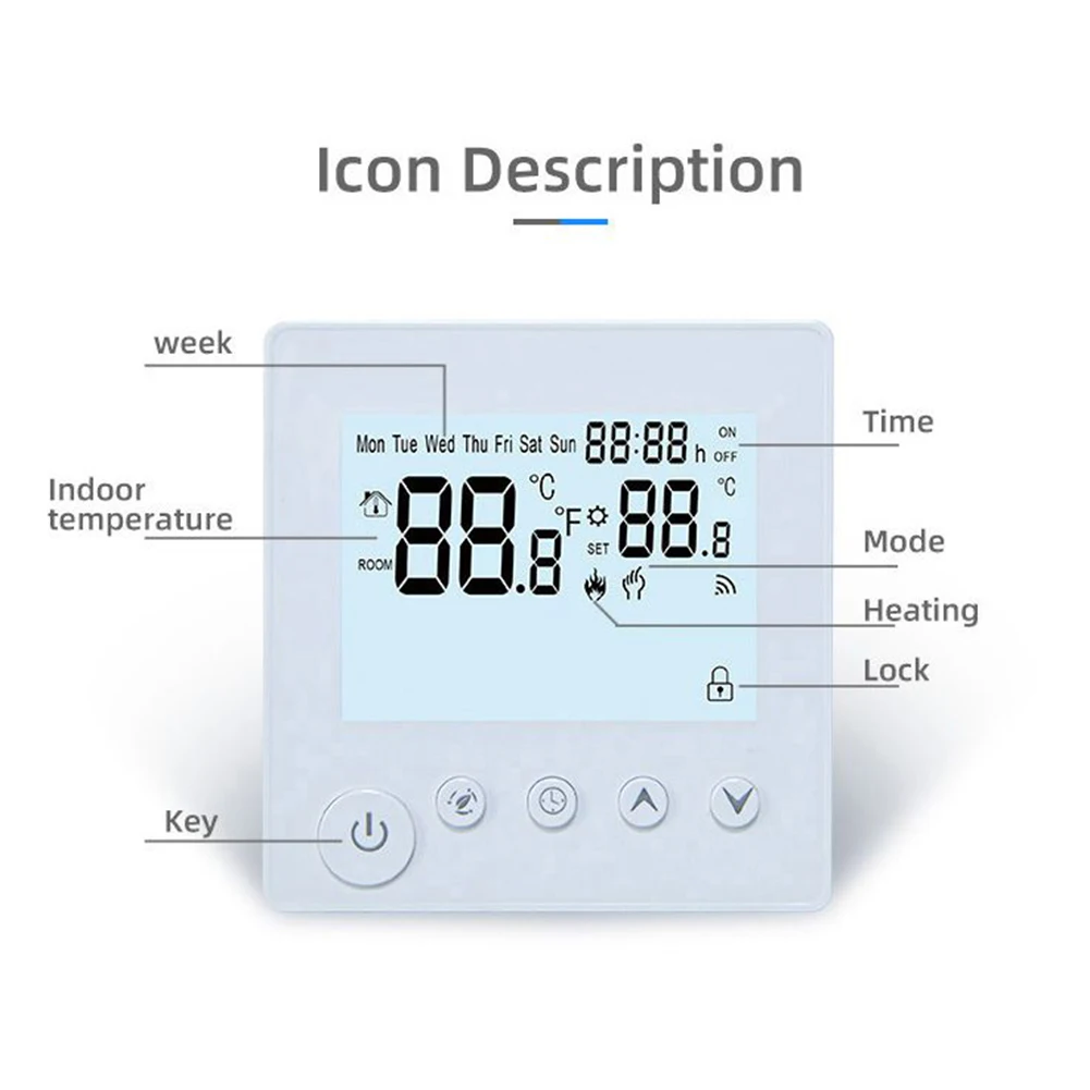 Digital Thermostat Day Plastic Replacement Room Temperature Underfloor Heating Wall Heating White 220V 8.6x8.6x4cm Accessories
Digital Thermostat Day Plastic Replacement Room Temperature Underfloor Heating Wall Heating White 220V 8.6x8.6x4cm Accessories