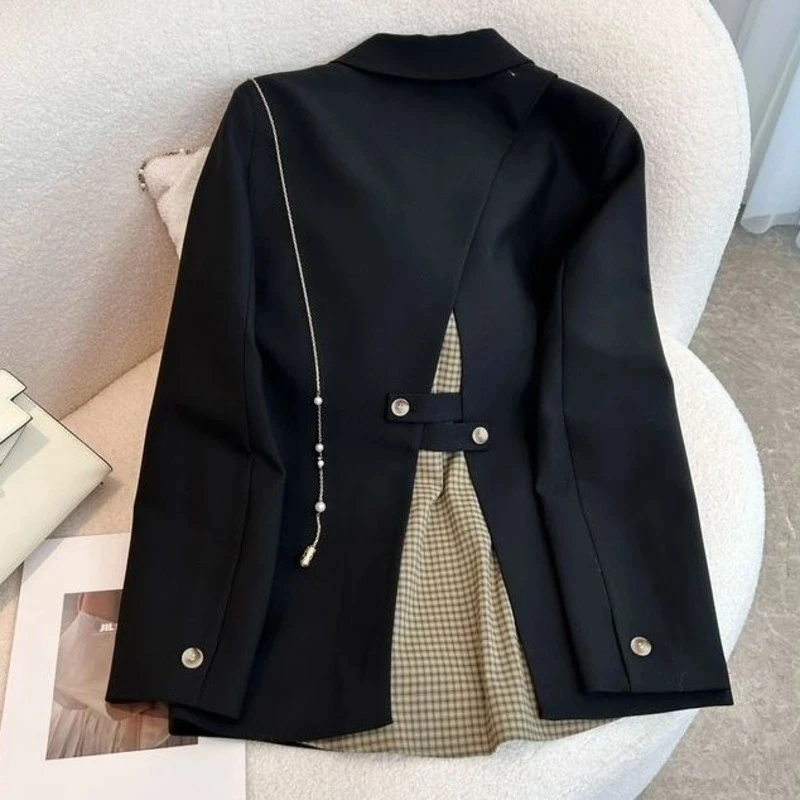 Black Blazer Women 2023 Spring Autumn Fashion Designer Plaid Lining Patchwork Suit Jacket Office Ladies Casual Suit Outerwear
Black Blazer Women 2023 Spring Autumn Fashion Designer Plaid Lining Patchwork Suit Jacket Office Ladies Casual Suit Outerwear