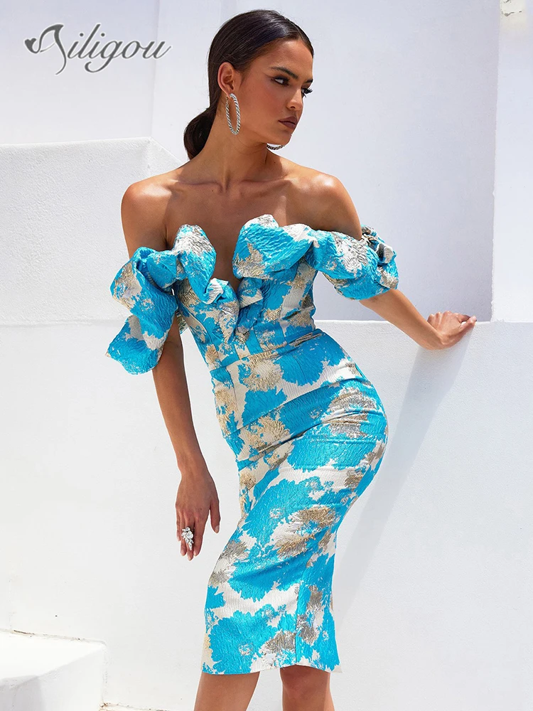 Ailigou 2022 New Summer Women Off Shoulder Embroidered Floral Elegant Dress Sexy Skinny Ruffle Celebrity Party Dress
Ailigou 2022 New Summer Women Off Shoulder Embroidered Floral Elegant Dress Sexy Skinny Ruffle Celebrity Party Dress