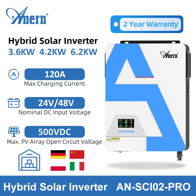 6.2KW 6200W Hybrid Solar Inverter 48V Pure Sine Wave 230V Built-in Mppt 120A Solar Charge Controller And AC Charger For Home Use
6.2KW 6200W Hybrid Solar Inverter 48V Pure Sine Wave 230V Built-in Mppt 120A Solar Charge Controller And AC Charger For Home Use