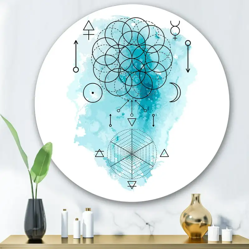 'Sacred Geometry and Symbol of Alchemy I' Bohemian & Eclectic Circle Metal Wall Art 36x36 - Disc of 36 Living Room Interior Hom
'Sacred Geometry and Symbol of Alchemy I' Bohemian & Eclectic Circle Metal Wall Art 36x36 - Disc of 36 Living Room Interior Hom