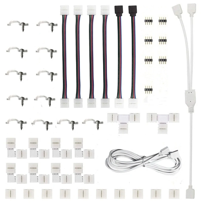 47 Pcs 4 Pin Solderless LED Strip Connectors DIY Kit for T&L Shape Corner Connec
47 Pcs 4 Pin Solderless LED Strip Connectors DIY Kit for T&L Shape Corner Connec