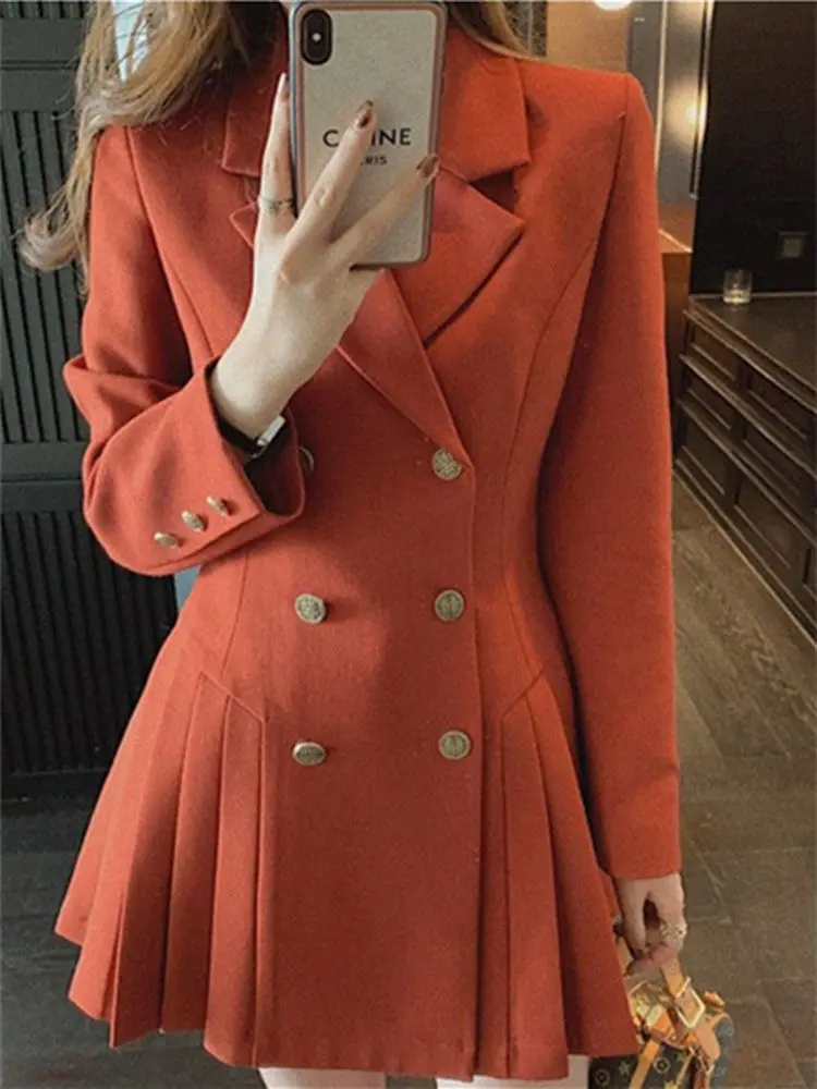 Black Orange Blazer Suit Dress Women 2022 Spring/autumn Double Breasted French Long-sleeved Blazers Pleated Skirt Office Lady
Black Orange Blazer Suit Dress Women 2022 Spring/autumn Double Breasted French Long-sleeved Blazers Pleated Skirt Office Lady
