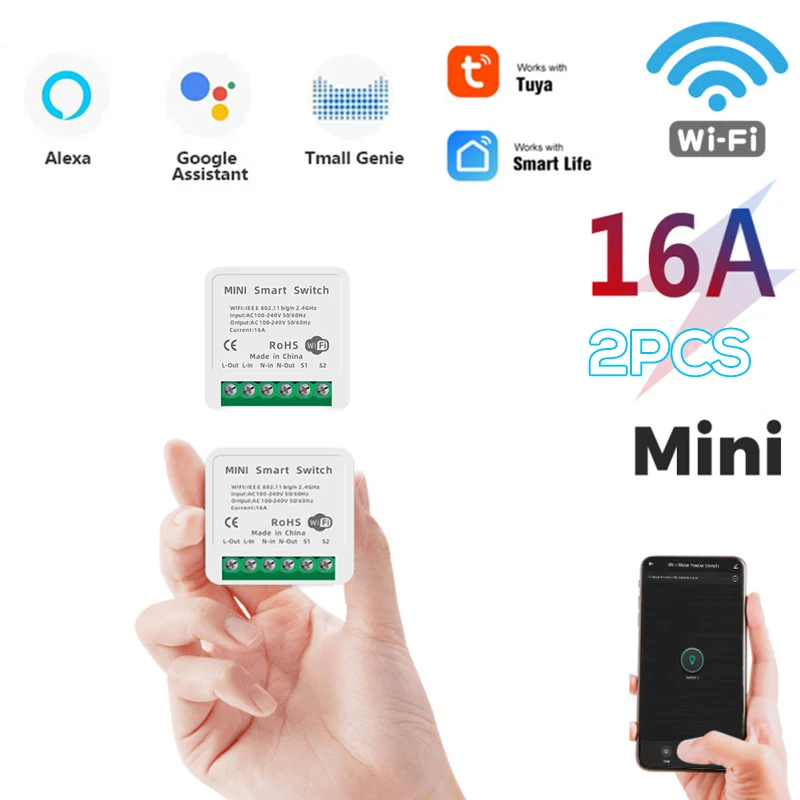 Мини-переключатель Tuya 16 А, двухрежимный беспроводной переключатель с Wi-Fi, для умного дома, работа с Alexa Google Home, 5 шт.
Мини-переключатель Tuya 16 А, двухрежимный беспроводной переключатель с Wi-Fi, для умного дома, работа с Alexa Google Home, 5 шт.