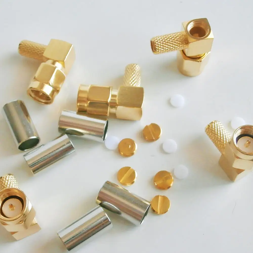 10X Pcs RF Connector SMA Male Jack Right Angle 90 Degree Crimp For RG58 RG142 RG223 RG400 LMR195 Cable Plug Brass GOLD Plated
10X Pcs RF Connector SMA Male Jack Right Angle 90 Degree Crimp For RG58 RG142 RG223 RG400 LMR195 Cable Plug Brass GOLD Plated