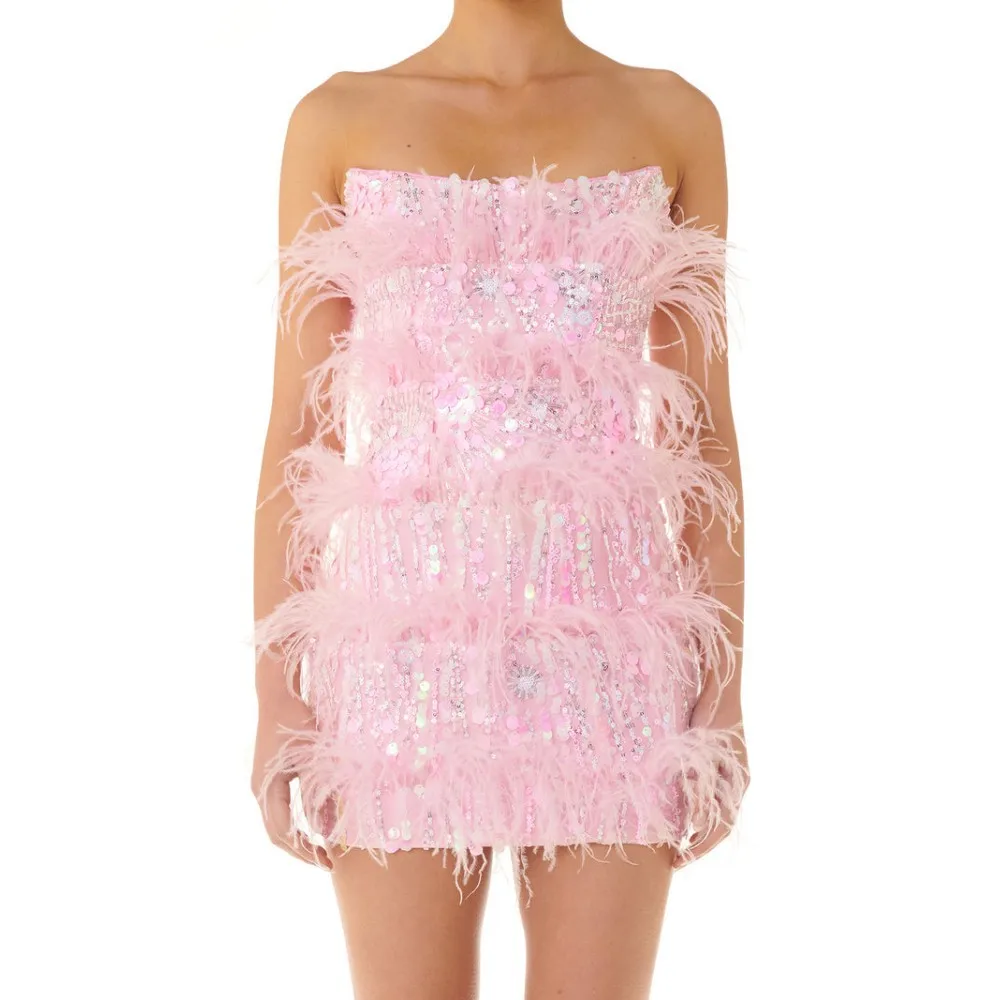 Summer Sexy Pink Sleeveless Slim Bandage Dress 2023 Elegant Tube Top Slim Sequins Tight Mini Evening Party Dress
Summer Sexy Pink Sleeveless Slim Bandage Dress 2023 Elegant Tube Top Slim Sequins Tight Mini Evening Party Dress