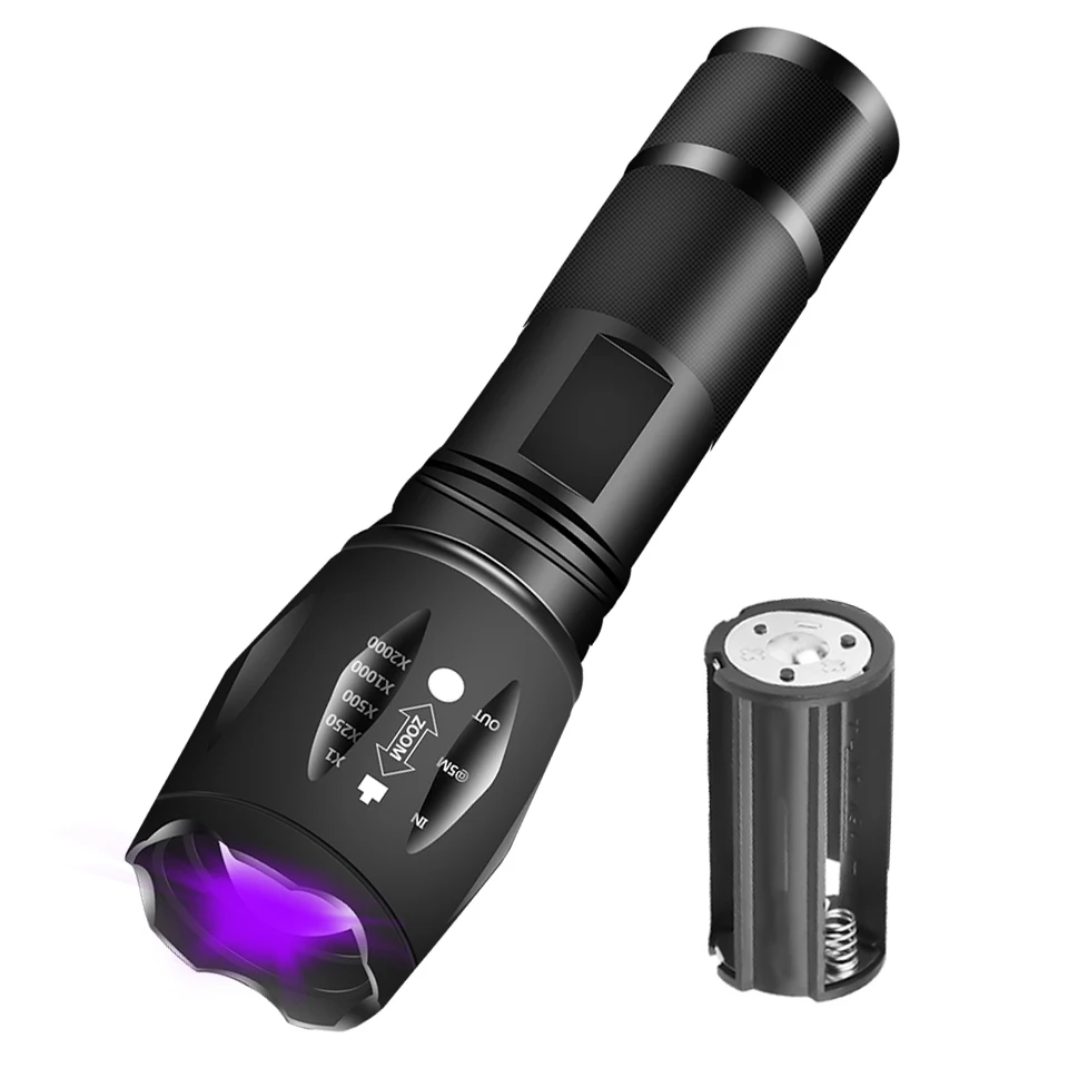 UV 395 LED Money Detector Flashlight Purple Color Portable Lamp Torch Waterproof Lanternas Zoom Lights
UV 395 LED Money Detector Flashlight Purple Color Portable Lamp Torch Waterproof Lanternas Zoom Lights