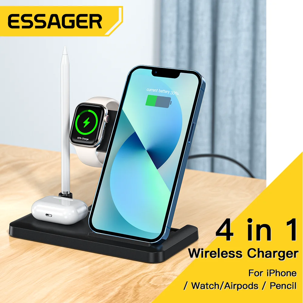 Essager 4 in 1 Wireless Charger Stand 15W Charging For iPhone 14 13 12 11 X Apple Watch Pencil Airpods Pro Chargers Dock Station
Essager 4 in 1 Wireless Charger Stand 15W Charging For iPhone 14 13 12 11 X Apple Watch Pencil Airpods Pro Chargers Dock Station