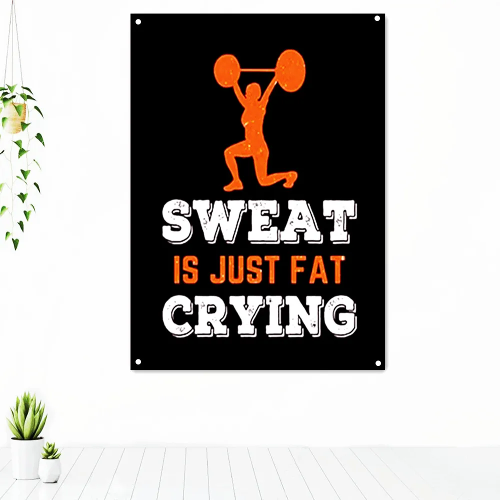 Мотивирующий плакат для тренировок с надписью "SWEAT IS JUST FAT Cry", настенный художественный баннер для занятий фитнесом и бодибилдингом
Мотивирующий плакат для тренировок с надписью "SWEAT IS JUST FAT Cry", настенный художественный баннер для занятий фитнесом и бодибилдингом
