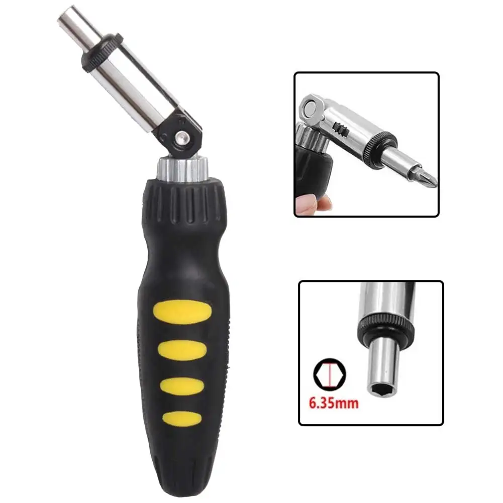 Ratchet Screwdriver Wrench 180 Degree Screw Driver Bit T-Type 1/4 Hex Hexagon Interface Foldable Screwdriver Hand Tools
Ratchet Screwdriver Wrench 180 Degree Screw Driver Bit T-Type 1/4 Hex Hexagon Interface Foldable Screwdriver Hand Tools