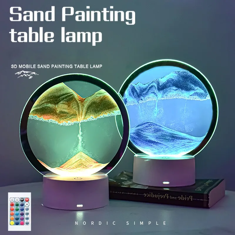 Настольная лампа RGB с рисунком песка, 3D цветные движущиеся песочные часы с движущимся дисплеем, зыбучие пески, домашний декор
Настольная лампа RGB с рисунком песка, 3D цветные движущиеся песочные часы с движущимся дисплеем, зыбучие пески, домашний декор