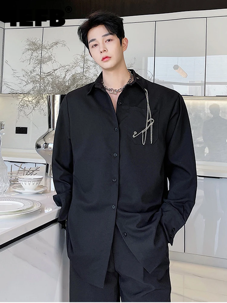 IEFB Men's Shirts With Metal Pendant Spring Trendy Loose fit Lapel Single Brasted Blouse 2022 New Casual Clothing 9A0895
IEFB Men's Shirts With Metal Pendant Spring Trendy Loose fit Lapel Single Brasted Blouse 2022 New Casual Clothing 9A0895