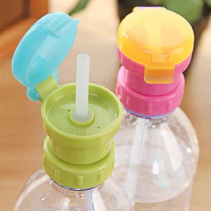 

Spill Proof Kids Water Bottle Cap Juice Soda Water Bottle Twist Cover Cap with Straw Safe Drink Straw Sippy Cap Feeding