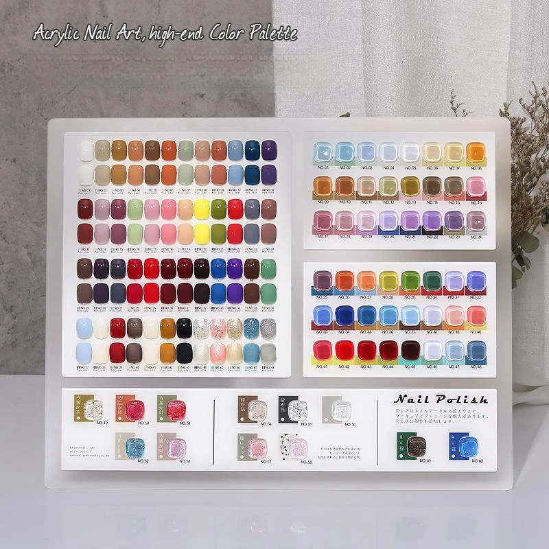 60 Color Acrylic Material Nail Board for Display Nail Gel Polish Color high-grade Professional Beauty Salon Chart Practice Board
60 Color Acrylic Material Nail Board for Display Nail Gel Polish Color high-grade Professional Beauty Salon Chart Practice Board