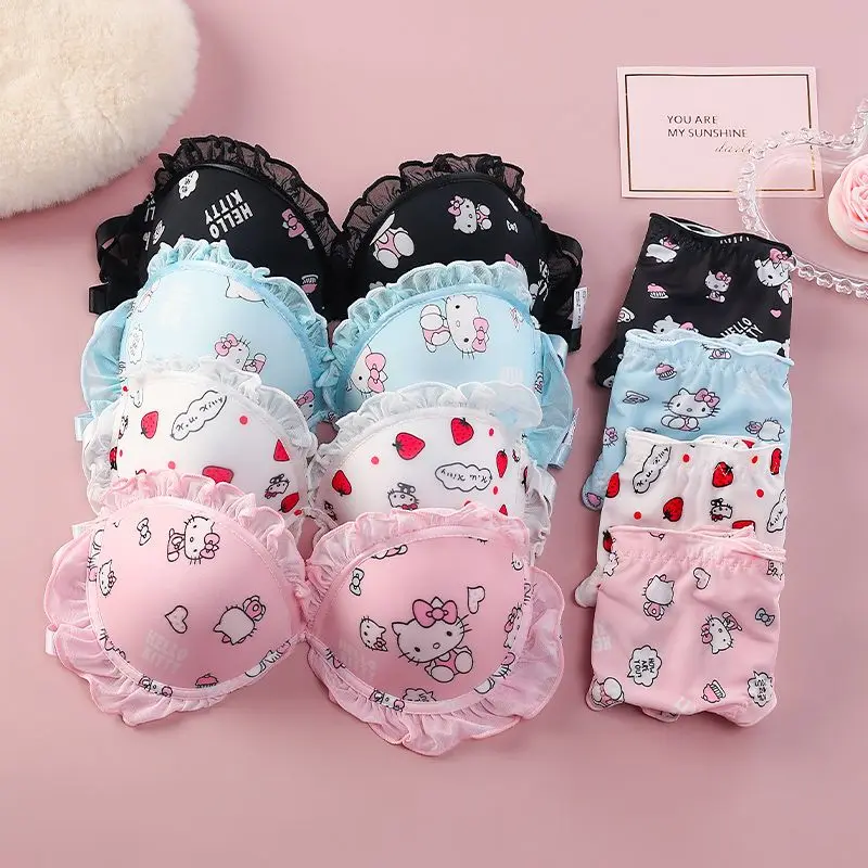 New Cartoon Sanrios Anime Hello Kitty Bra Lingerie Set Kawaii Kt Cat Strawberry Pull Up Halter Strapless Bra Wrap Sexy Underwear
New Cartoon Sanrios Anime Hello Kitty Bra Lingerie Set Kawaii Kt Cat Strawberry Pull Up Halter Strapless Bra Wrap Sexy Underwear