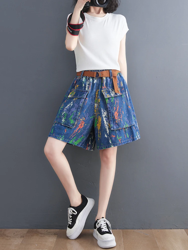 2022 Summer Fashion Big Pockets Literary Loose and Thin Casual Belt Ladies Denim Shorts Comfortable Wide Leg Pants Oversize
2022 Summer Fashion Big Pockets Literary Loose and Thin Casual Belt Ladies Denim Shorts Comfortable Wide Leg Pants Oversize